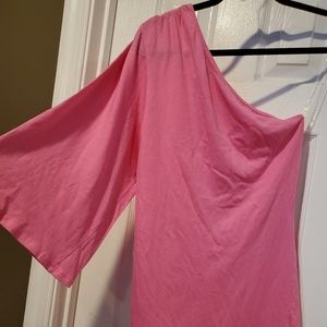 Victoria's Secret top shop one shoulder bell sleeve top. NWOT. BRIGHT PINK. XS.